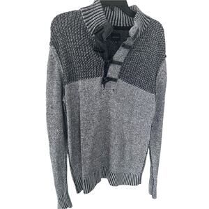 JB Holt Men's Two-Tone Gray Ribbed Toggle Sweater Size M